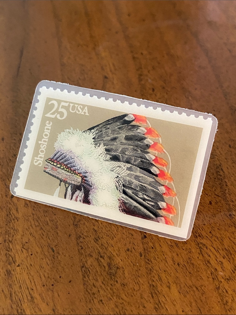 Laminated Shoshone 25 cent stamp commemorative tack pin 📌